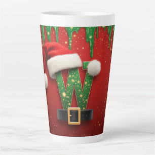 Glitter Holiday W For Winter Names Latte Mug
