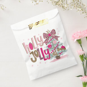 Glitter Holly Jolly Christmas Tree Favour Bag