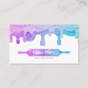 Glitter hologram Cooking Bakery pastry logo Business Card