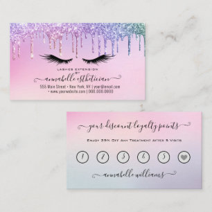 Glitter Holographic Eyelash Extension Loyalty Business Card