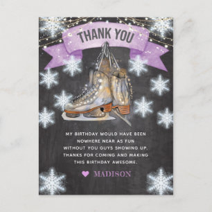 Glitter Ice Skating Girl Birthday Postcard