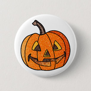 Glitter Jack O'Lantern 6 Cm Round Badge