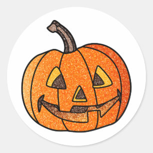 Glitter Jack O'Lantern Classic Round Sticker