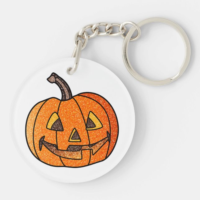 Glitter Jack O'Lantern Key Ring (Back)