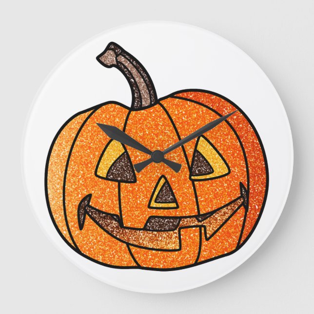 Glitter Jack O'Lantern Large Clock (Front)
