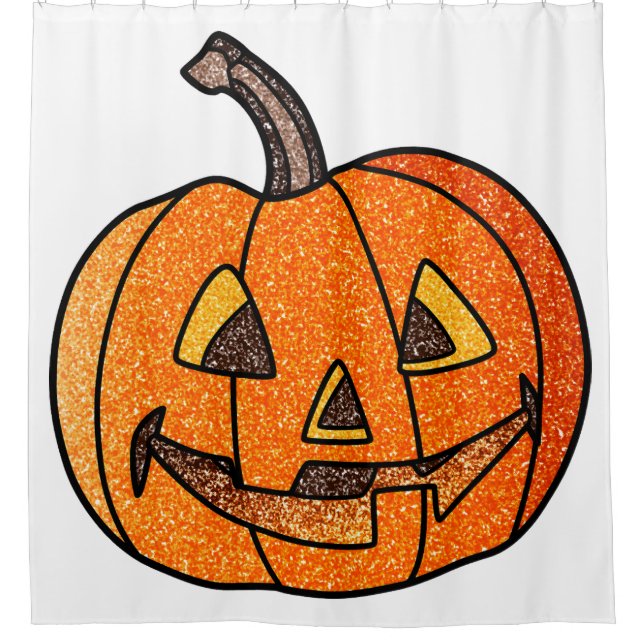 Glitter Jack O'Lantern Shower Curtain (Front)