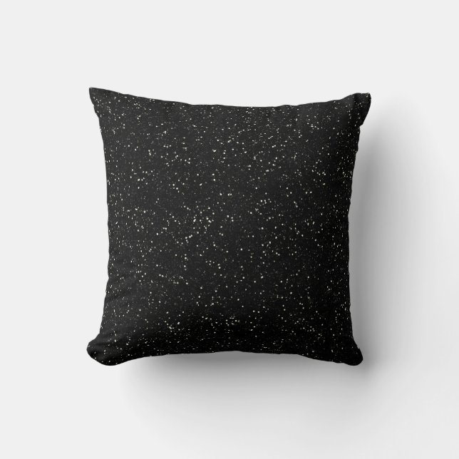 Glitter Jewelled Black Silver Sparkle Stylish Faux Cushion (Front)