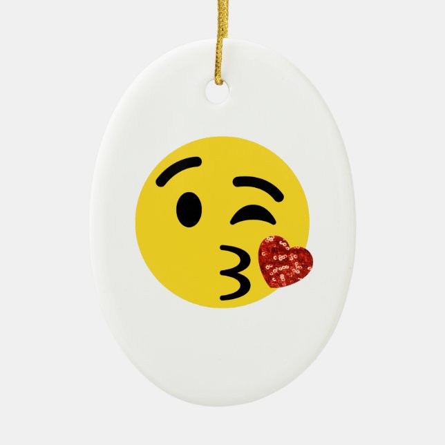 glitter kiss emoji ceramic tree decoration (Front)