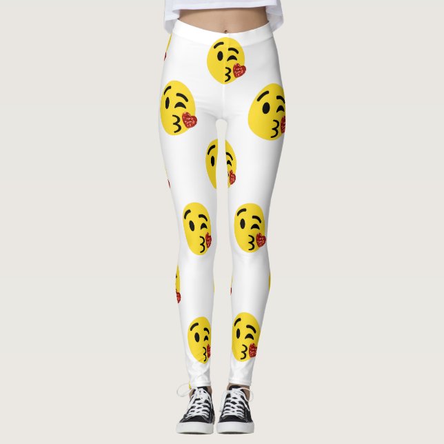 glitter kiss emoji leggings (Front)