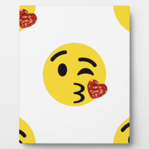 glitter kiss emoji plaque