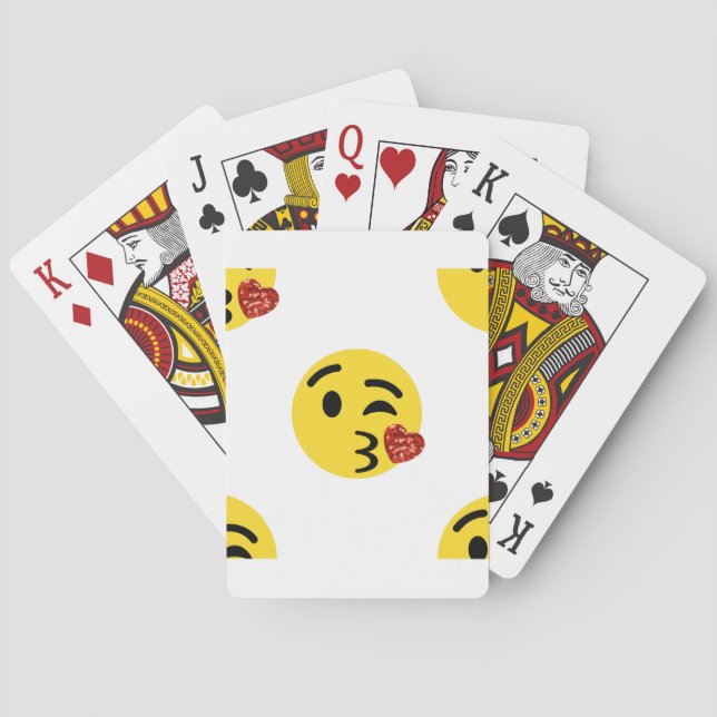 glitter kiss emoji playing cards (Back)