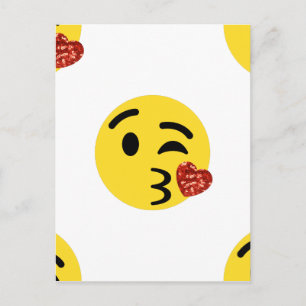 glitter kiss emoji postcard