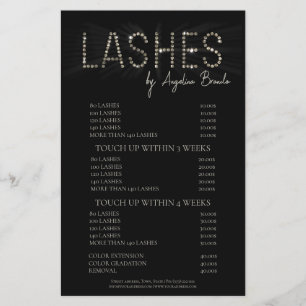 Glitter Lashes Eyelash Extensions Black Price List Flyer