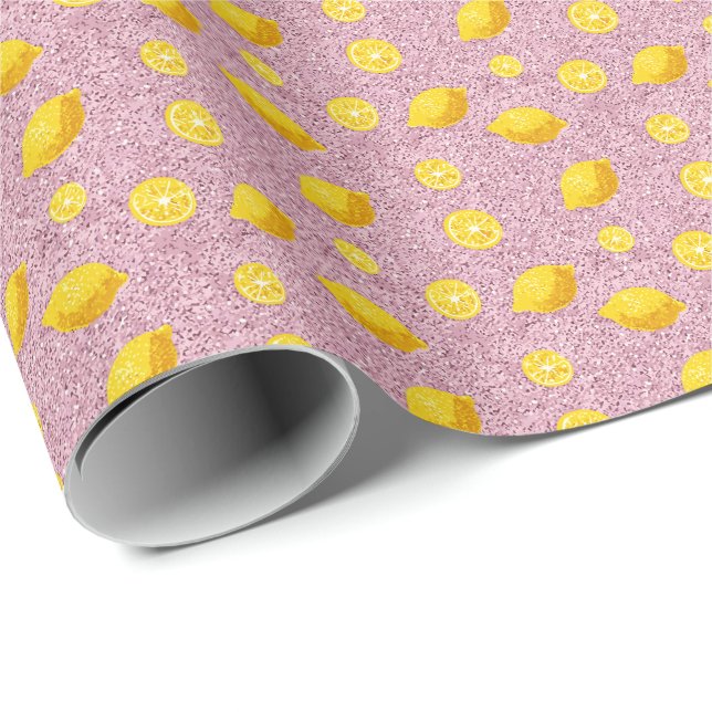 Glitter Lemons Wrapping Paper (Roll Corner)