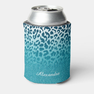Glitter Leopard Can Cooler