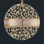 Glitter Leopard Pattern Monogram   Ceramic Ornament<br><div class="desc">Elegant glitter leopard pattern with your monogram. The perfect romantic gift idea. Click the Customise It button to change fonts,  move text around and further customise your design.</div>