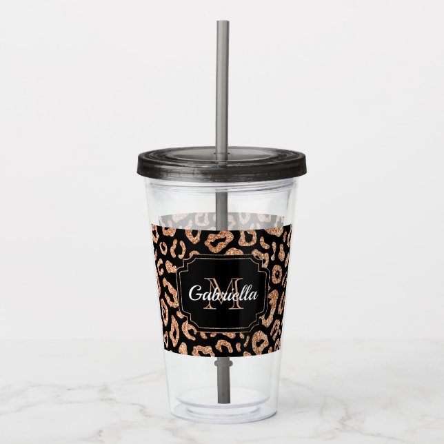 Glitter Leopard Print Acrylic Tumbler (Front)