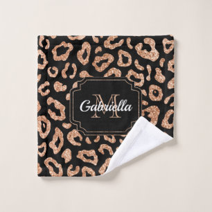 Glitter Leopard Print Bath Towel Set
