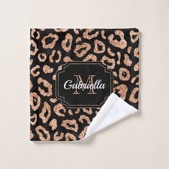 Glitter Leopard Print Bath Towel Set (Wash Cloth)