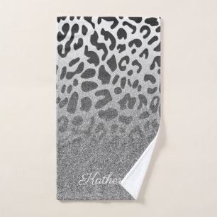 Glitter Leopard Print Bath Towel Set