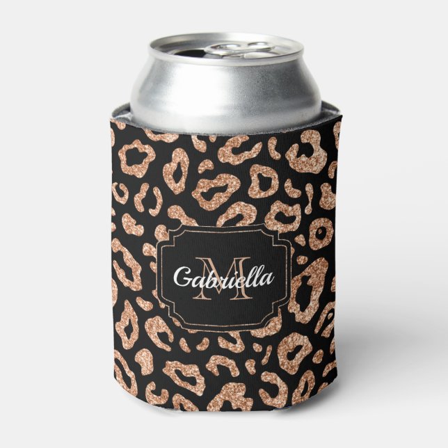 Glitter Leopard Print Can Cooler (Can Front)