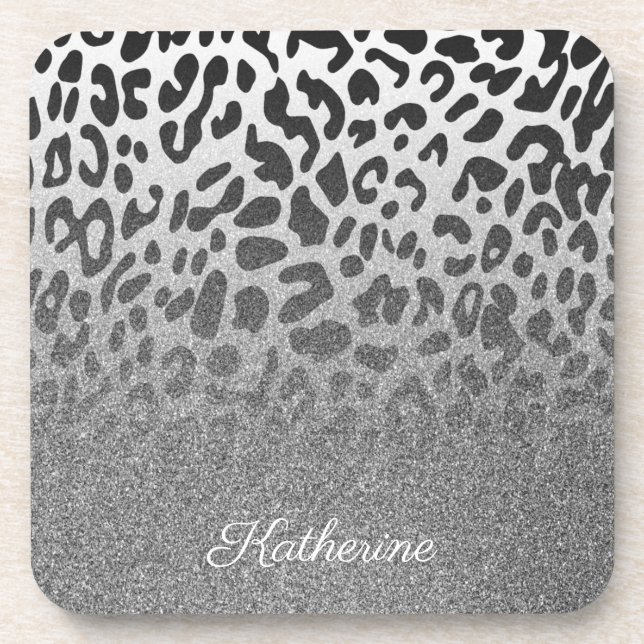 Glitter Leopard Print Coaster (Front)