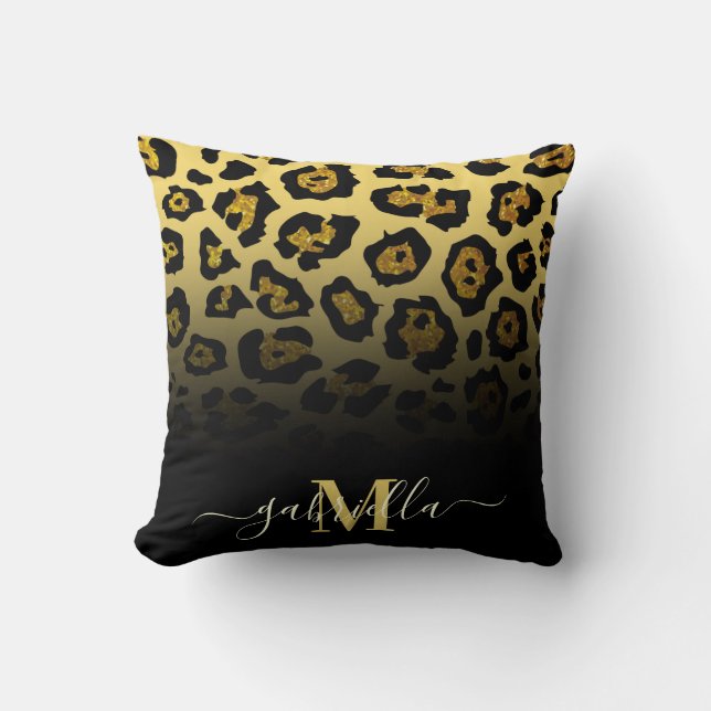 Glitter Leopard Print Cushion (Front)