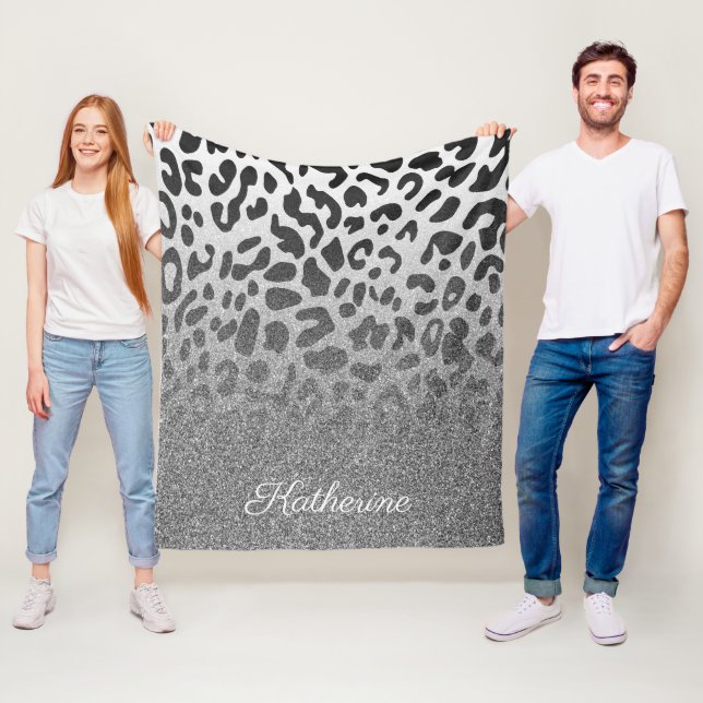 Glitter Leopard Print Fleece Blanket (In Situ)