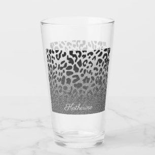 Glitter Leopard Print Glass