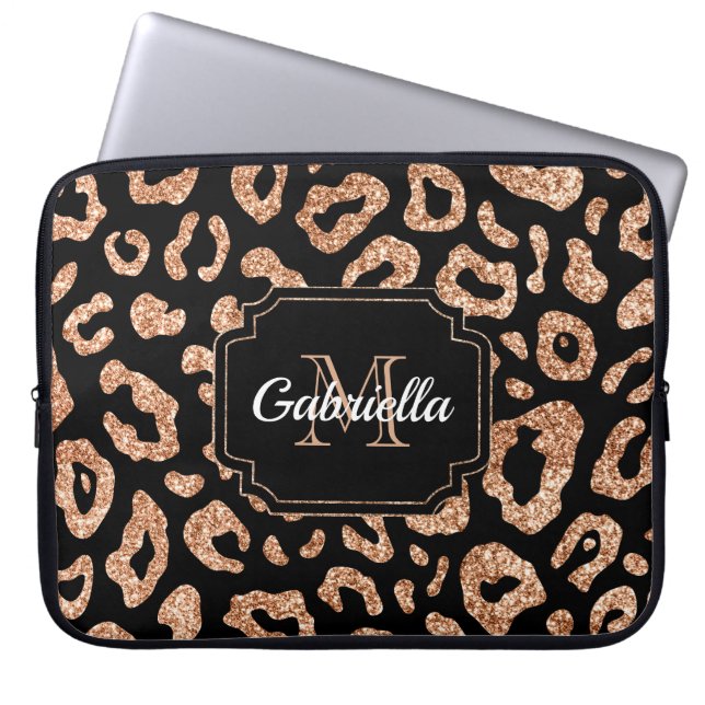 Glitter Leopard Print Laptop Sleeve (Front)