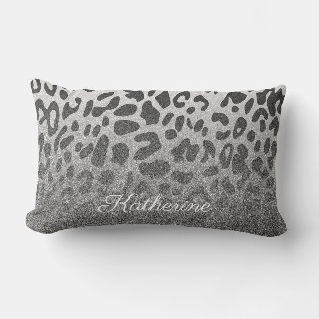 Glitter Leopard Print Lumbar Cushion (Front)