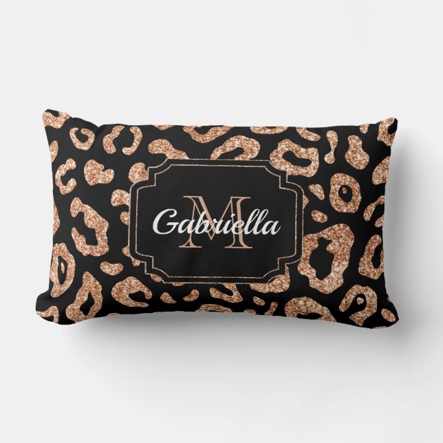 Glitter Leopard Print Lumbar Cushion (Front)