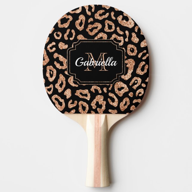 Glitter Leopard Print Ping Pong Paddle (Front)