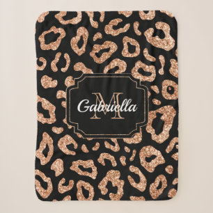 Glitter Leopard Print Sherpa Blanket