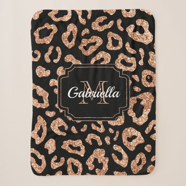 Glitter Leopard Print Sherpa Blanket (Front)