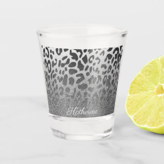 Glitter Leopard Print Shot Glass