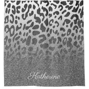 Glitter Leopard Print Shower Curtain