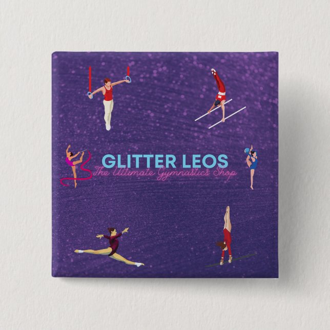 Glitter Leo's - The Ultimate Gymnastics Shop 15 Cm Square Badge (Front)