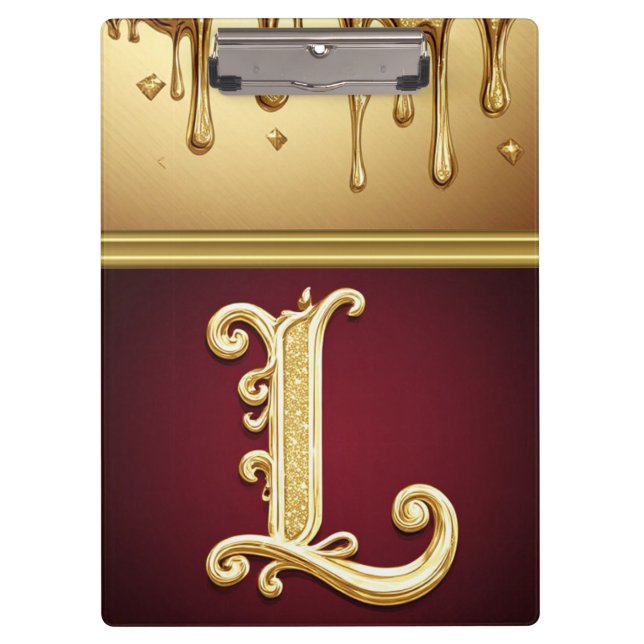 Glitter Letter L Monogram With Dripping Liquid  Clipboard (Front)