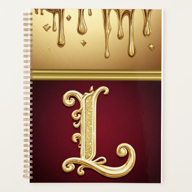 Glitter Letter L Monogram With Dripping Liquid  Planner (Front)