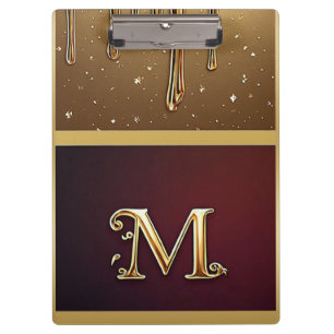 Glitter Letter M Monogram With Dripping Liquid Clipboard