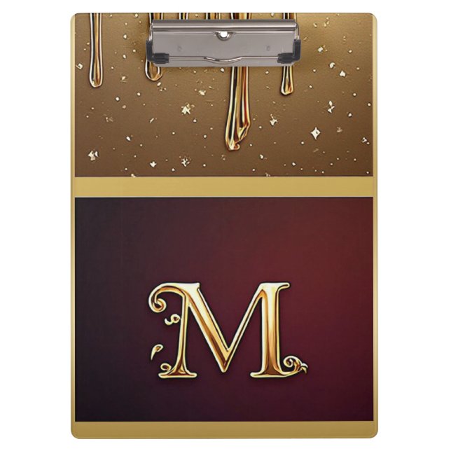 Glitter Letter M Monogram With Dripping Liquid  Clipboard (Front)
