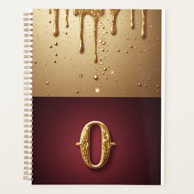 Glitter Letter O Monogram With Dripping Liquid  Planner (Front)