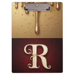 Glitter Letter R Monogram With Dripping Liquid Clipboard