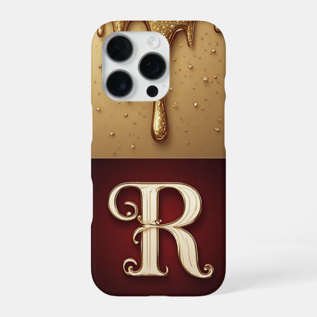 Glitter Letter R Monogram With Dripping Liquid  iPhone Case (Back)