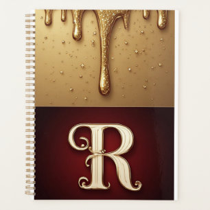 Glitter Letter R Monogram With Dripping Liquid  Planner