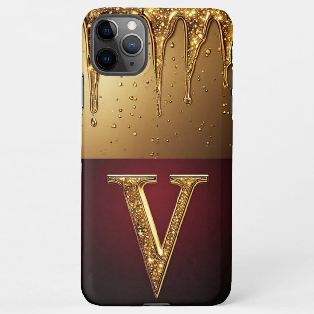 Glitter Letter V Monogram With Dripping Liquid  iPhone Case (Back)