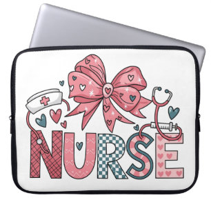 Glitter Letters, Pink Heart Bow, Nurse Hat & Medic Laptop Sleeve