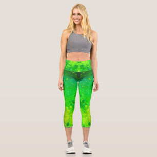 Glitter Lime Green Capri Leggings