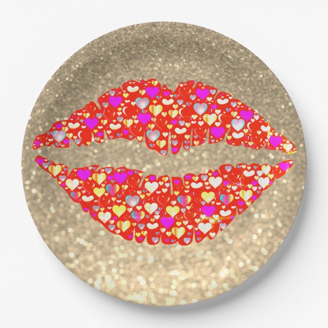 Glitter Lip print paper plate (Front)